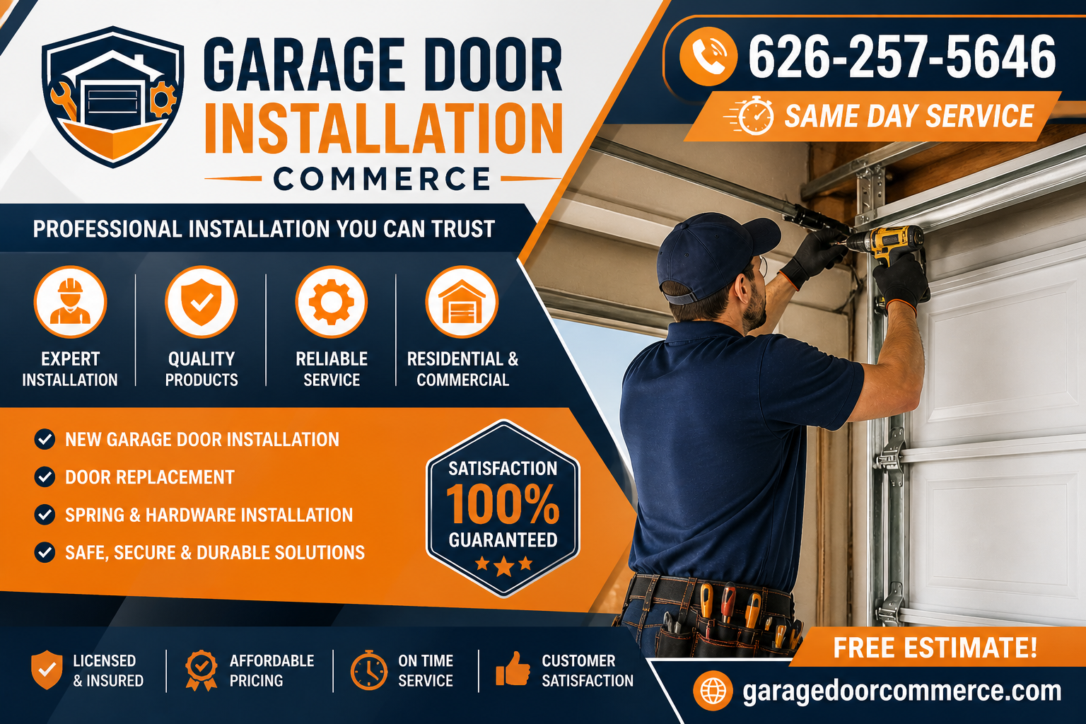 Garage Door Commerce | Affordable Repair & New Installations